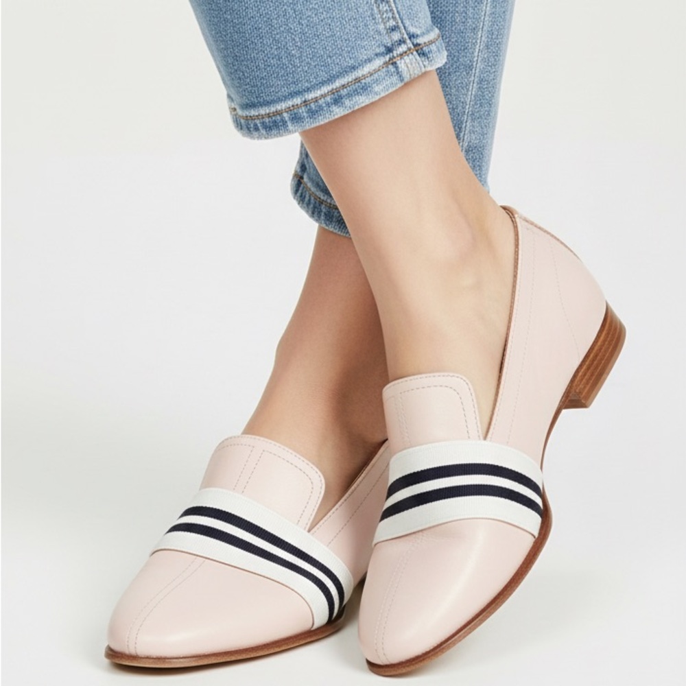 Rag & Bone Amber Striped-Web Leather Loafers with Box Sz. 35 US Sz. 5
